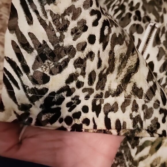 Chico's 100% linen animal print moto jacket size 1(m/8 ) leopard/cheetah printed - Picture 7 of 8